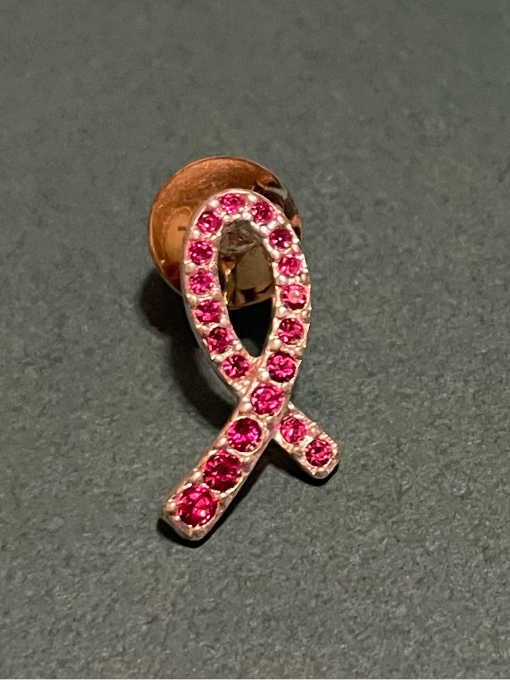 Vintage Breast Cancer Awareness Crusade Rhinestone Ribbon Pin